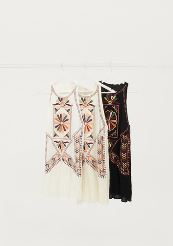 Vestido Importado Bordado Cuello Alto - Talles M L Xl Xxl