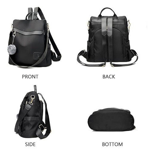 Mochila Urbana Juvenil Sistema Antirrobo Impermeable 30x28cm Negro Liso
