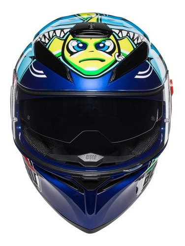 Casco Agv K3 Sv Misano 2015 Shark Vr46 + Pinlock Talla 58 Color Azul Diseño Rossi Misano 2015
