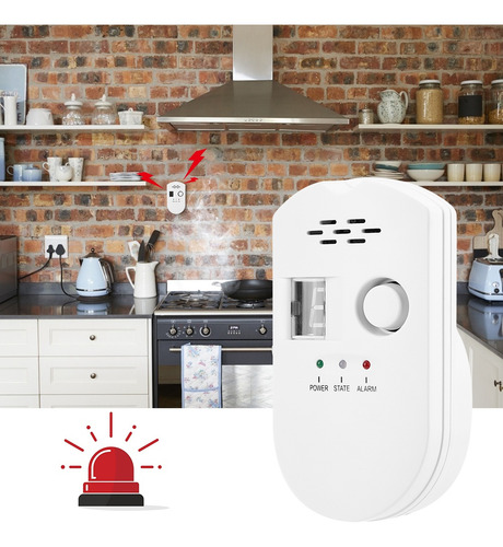 Detector De Alarme De Gás De Cozinha Abs White Ac 110-240v D