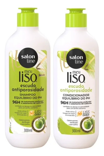 Kit Shampoo Condicionador Antiporosidade Meu Liso Salon Line