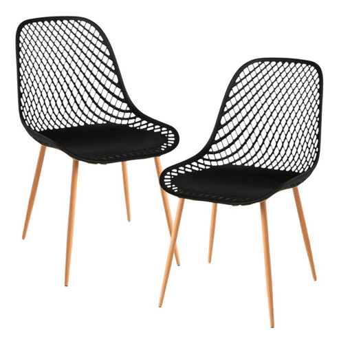 Pack 2 Sillas Terraza Cafeteria Metal Polipropileno