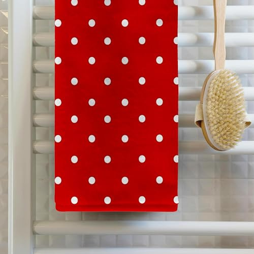 Toalla Clásica Retro Lunares 3d Rosa Rojo Y Blanco 15 X 22 C