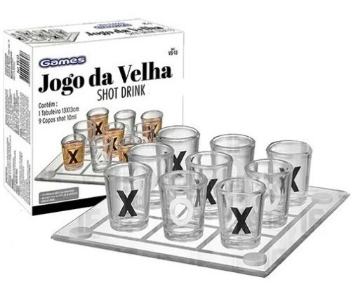 Shot Drink Jogo Da Velha 20x20 De Vidro Copos 20ml Tequila