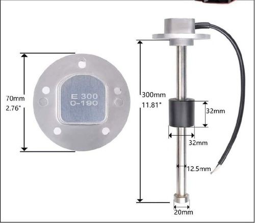 Sensor De Nivel De Combustible De 0-190 Ohmios 300 Mm