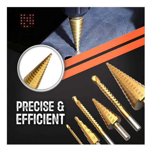 Kit Con 6 Brocas Escalonadas De Titanio Y Juego De Brocas