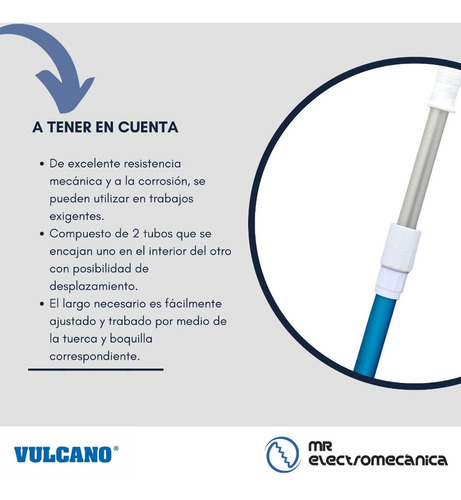 Imagen 4 de 10 de Barrefondo Mango Piscina Telescópico Aluminio 2,4 M Vulcano