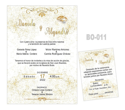 50 Invitaciones Para Boda, Matrimonio, Floral Tam. 5x7 Pulg