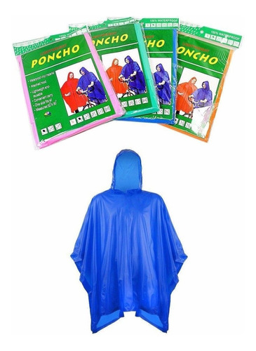 Poncho Impermeable Talla Unica Adulto Capucha Calidad Kit X9