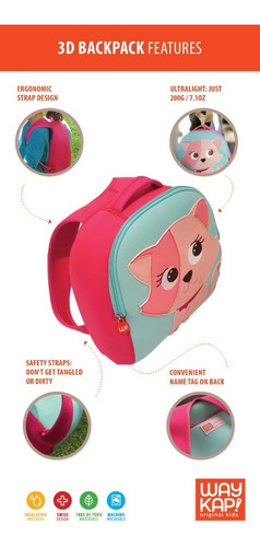 Imagen 2 de 7 de Mochila Waykap - Unix - Preescolar Jardín Zoo - Unicornio