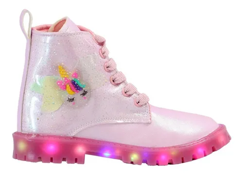 Botas Ni a Luces Led Unicornio Brillos Tornasol Moda Kuali Meses