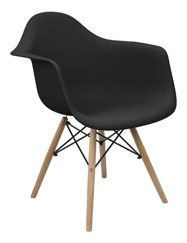Cadeira Charles Eames Eiffel Design Wood Com Braços Cor da estrutura da cadeira $$$ Cor do assento Preto Desenho do tecido Polipropileno