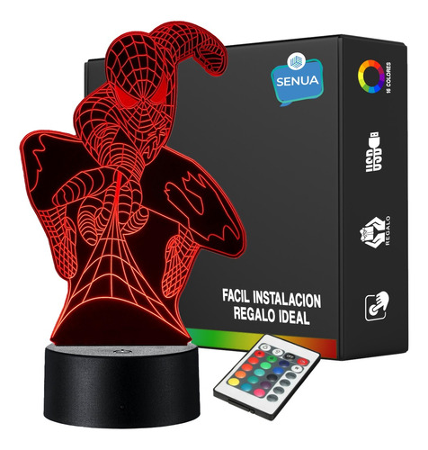 Lámpara De Noche Led Spiderman Holograma Decoración Regalo