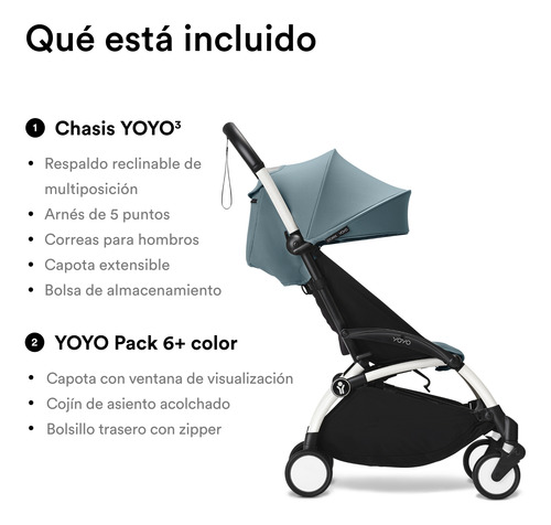 Carriola Stokke® Yoyo3 Blanco Con 6+ Color Pack Aqua