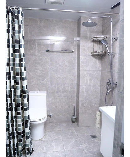 Cortina De Baño Impermeable De 1 Pieza Con Estampado Geométr