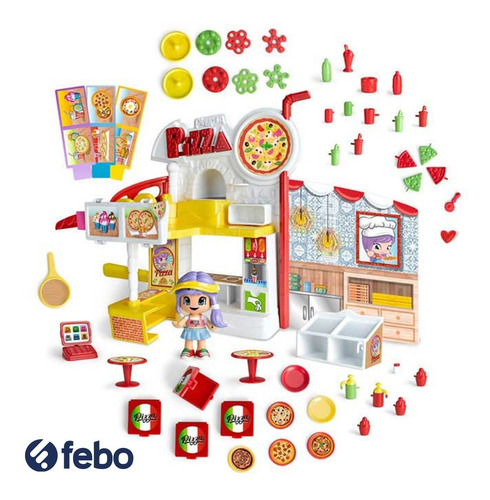 Figura Pinypon Local De Pizza Completa Incluye 50 Accesorios