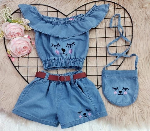 Conjunto Infantil Menina Lançamento Verão Bloguerinha Jeans