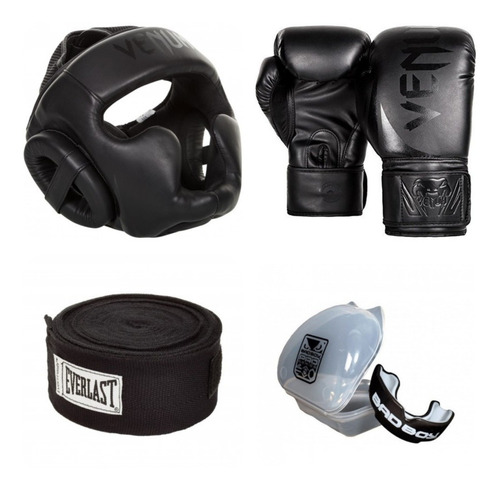 Kit De Boxeo:guantes +cabezal+vendas.gratis Bucal Y Entrega 