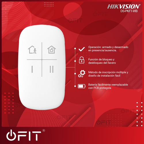 Imagen 3 de 11 de Control Remoto Inalambrico Hikvision Alarmas Axpro 4 Botones