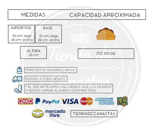 Imagen 3 de 8 de Set De 5 Canastas Para 300 Tacos. ¡ Promo Envío!