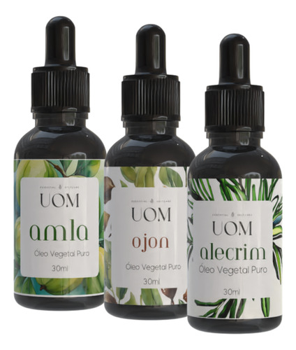 Amla, Ojon E Alecrim Uom | Kit Óleos Vegetais Puros 30ml
