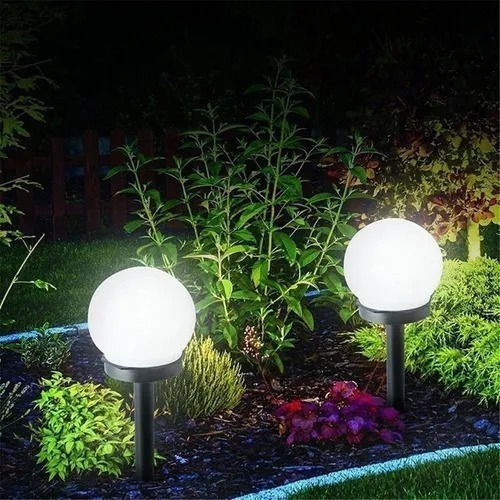 Pack 4 Foco Led Solar Estaca Tipo Globo Bola Para Jardín