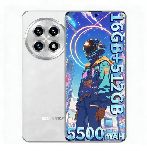 Celular Smartphone 5G 512GB 16GB RAM Dimensity 8200 Octa Core Android 15 Tela 6,78 Polegadas Câmera 48MP Bateria 5500mAh Dual SIM Bluetooth 5.4 Prata