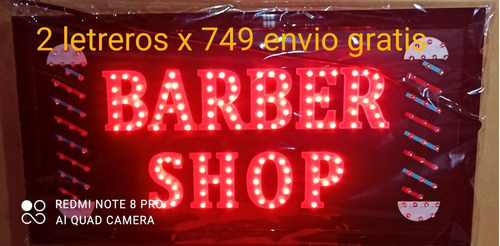   2 Letreros Barber Shop De Led 48cmx25cm A Un Súper Precio 