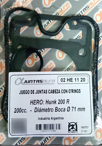 Juntas Cabeza De Cilindro Hero Hunk 200r - Bmd Motos