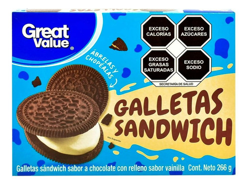 Galletas Sandwich Chocolate Con Relleno Vainilla Great Value