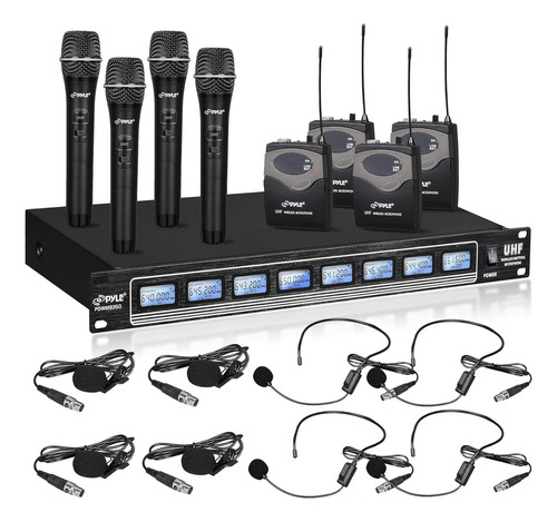 Pyleusa Sistema De Micrófono Inalámbrico Uhf De 8 Canales Y