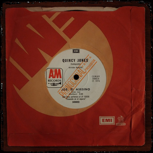 Quincy Jones Joe El Asesino = Killer Joe 1970 Vinilo Single