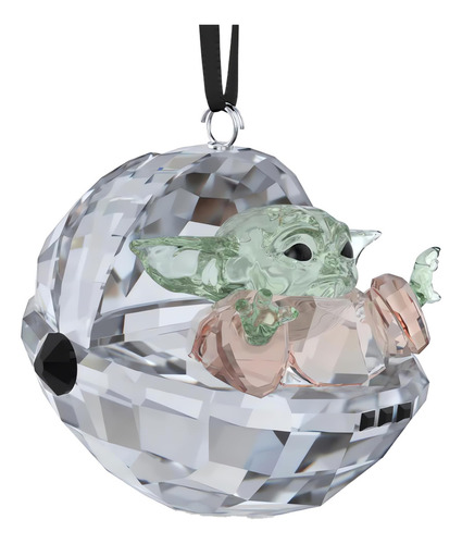 Estatueta De Cristal Swarovski Star Wars Master Yoda Com Cri Cor Grogu Ornament