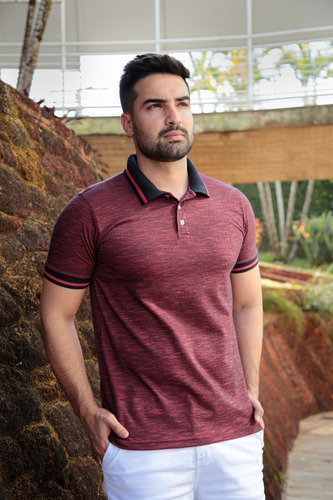 Imagem 5 de 8 de Camisa Polo Malha Vermelho Jota Jota Camisaria