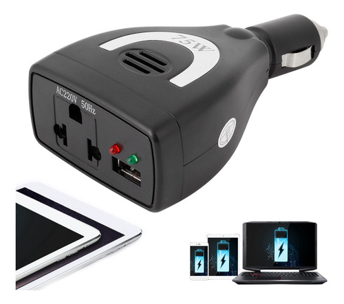 Inversor De Corriente Para Automóvil 75w - Usb Cargador