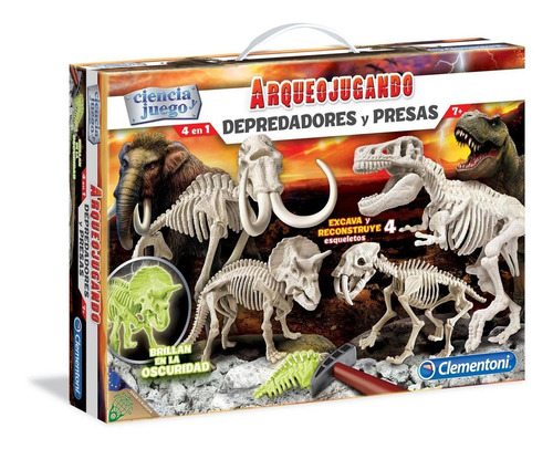Imagen 1 de 3 de Juego De Excavación 4 En 1 Dinosaurios Fluorescentes- Clemen