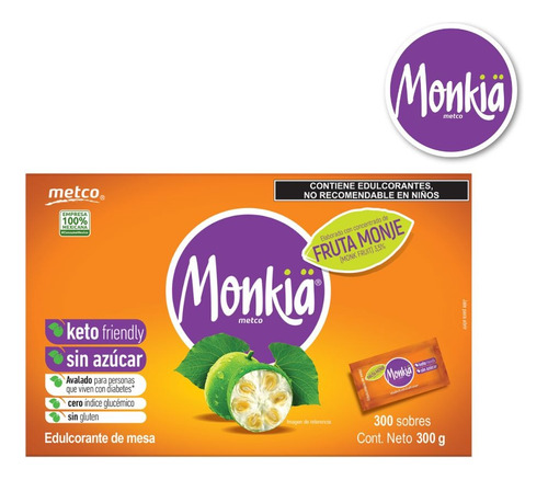 Endulzante Monkia Fruta Del Monje 300 Sobres De 1g