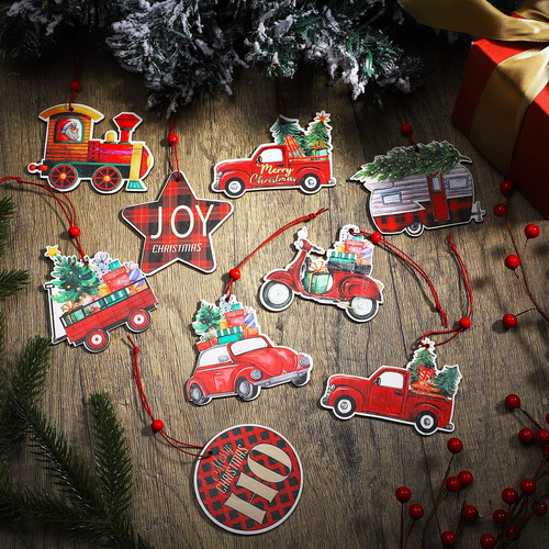 Maitys 16 Piezas Adornos De Camión Rojo Navidad De Navidad