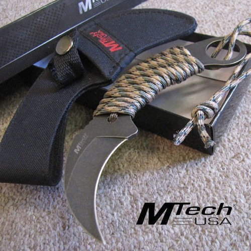 Imagen 4 de 5 de Cuchillo Kerambit Tactico Paracord Mtech Original Emol