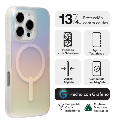 Funda Zagg Milan Iridiscente Con Magsafe Para Iphone 16 Pro Iridiscente