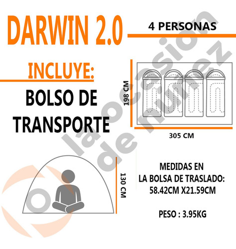 Imagen 2 de 7 de Carpa Darwin 2.0 Coleman 4 Personas Camping Iglu Trekking