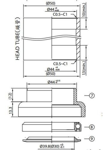 Taza Adaptador Reductor Horquilla Conica Cuadro Recto Conico