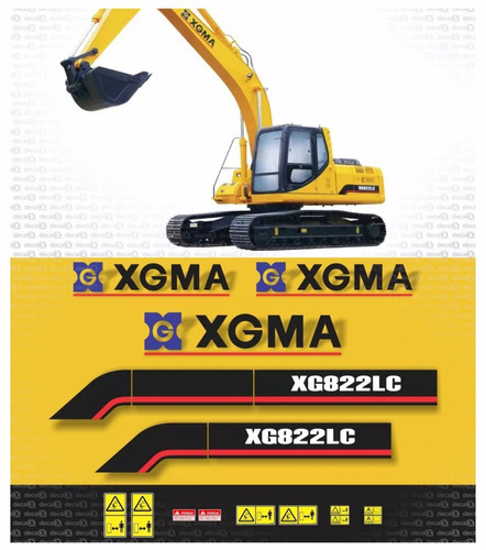 Adesivos Compatível Com Escavadeira Xgma Xg822lc Xg822 Lc