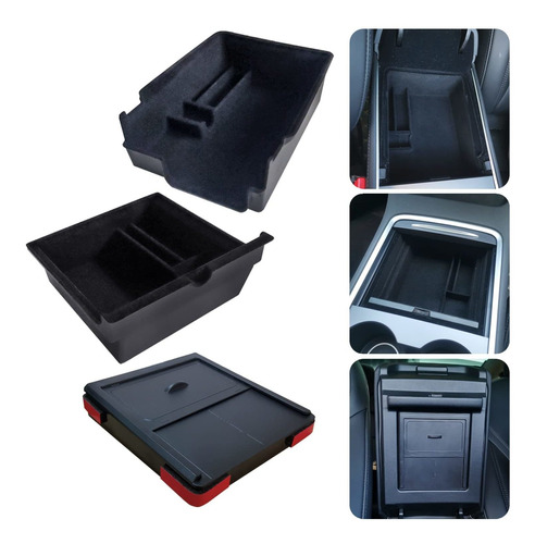 Tochiya 3pcs Consola Central Flocked  Organizador  Bandeja