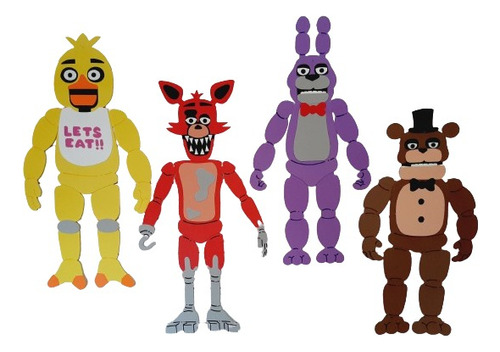 Five Nights At Freddy's Figuras X 4 Kit Cumple