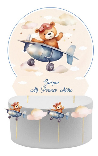 Cotillon Personalizado Osito Aviador Bolsitas X 20 Invitados