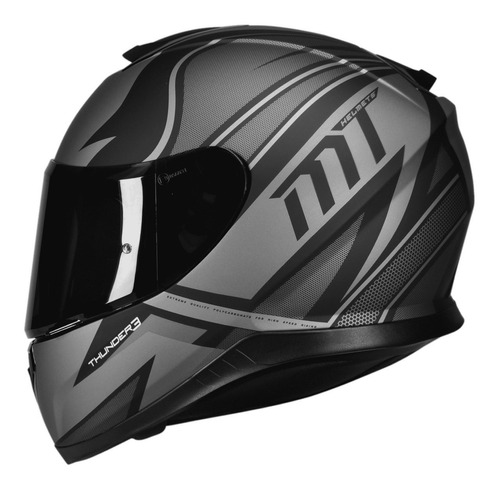 Capacete Mt Thunder 3 Storke Preto Cinza Fosco