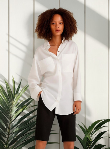 Blusa Oversize Botones Efecto Carey De Mango Talla G