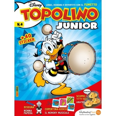 Topolino Junior N° 04 - Em Italiano - Editora Panini Italia - Formato 19,5 X 26 - Capa Mole - Bonellihq 4 Cx452 I23