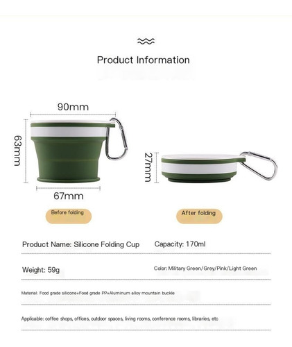 Taza Plegable Portátil De Silicona